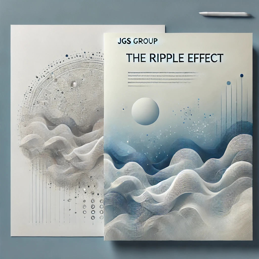 DALL·E 2025 02 12 12.23.50 A Featured Image For A White Paper Titled The Ripple Effect That Aligns With JGS Groups Website Brand. The Image Should Have A Clean Modern And P